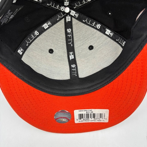 New Era San Francisco Giants MLB Baseball Snapback Hat City Script Black Orange - Picture 8 of 10